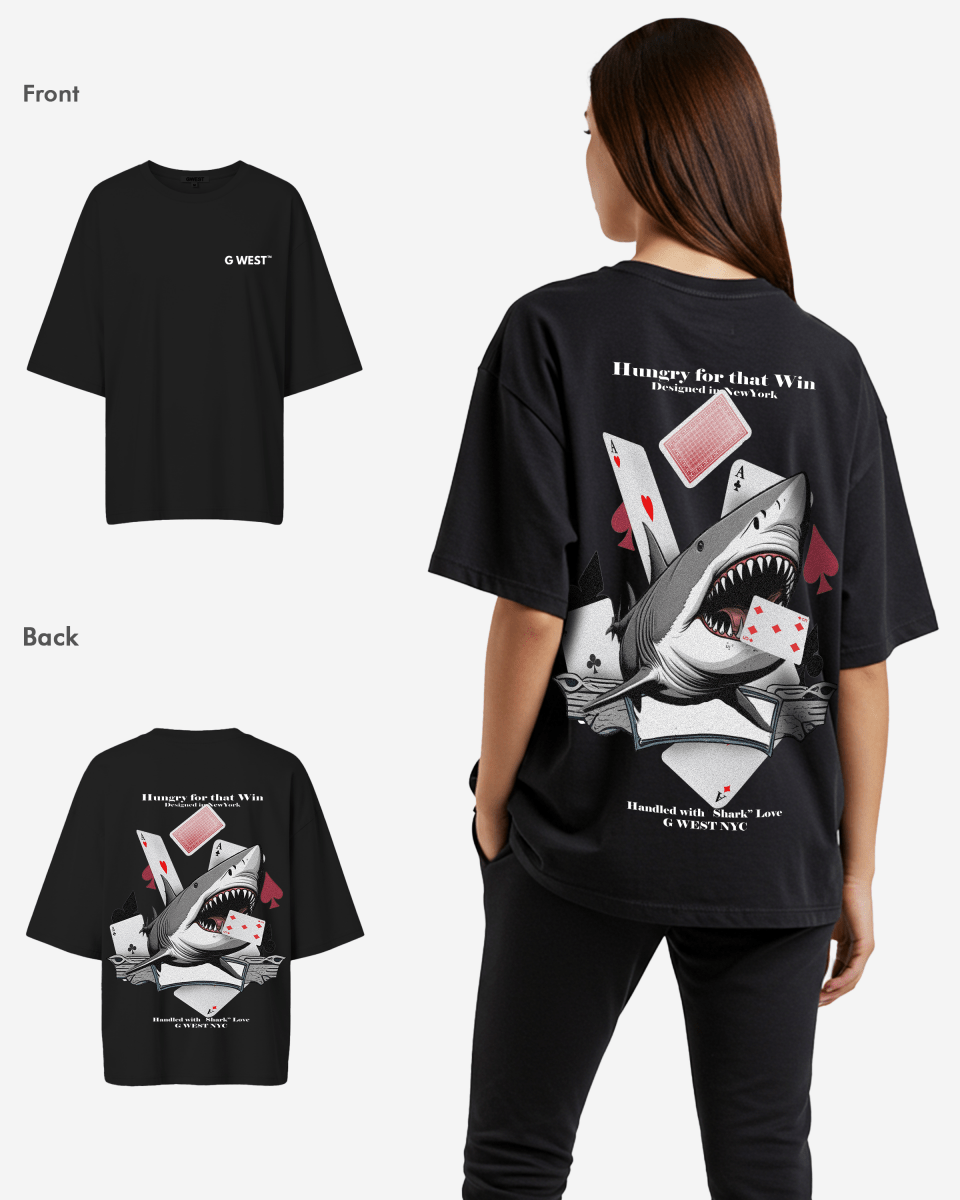 G West Womens Oversized Spade Of Sharks T Shirt