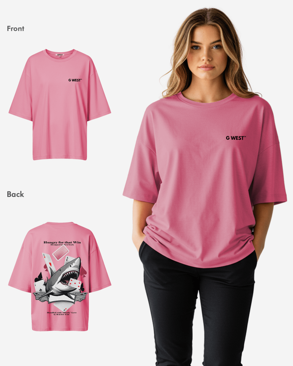 G West Womens Oversized Spade Of Sharks T Shirt