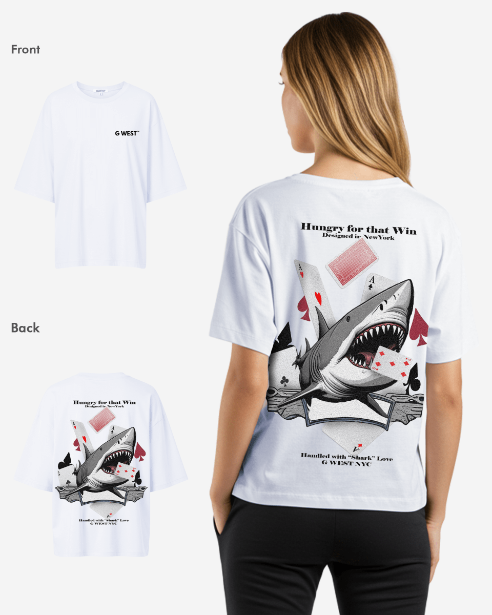 G West Womens Oversized Spade Of Sharks T Shirt