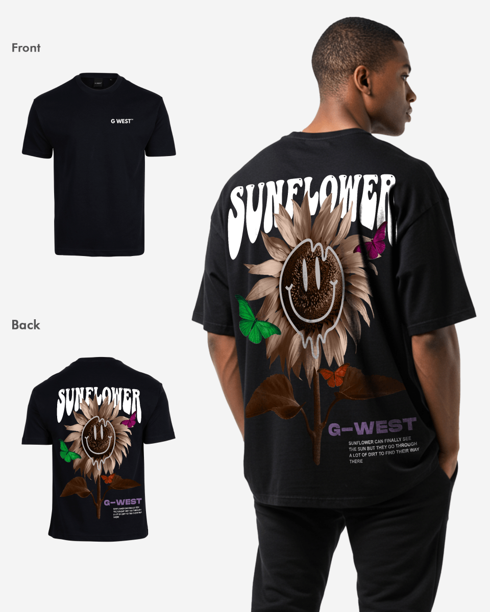 G West Mens Oversized Sunflower Life Style T Shirt