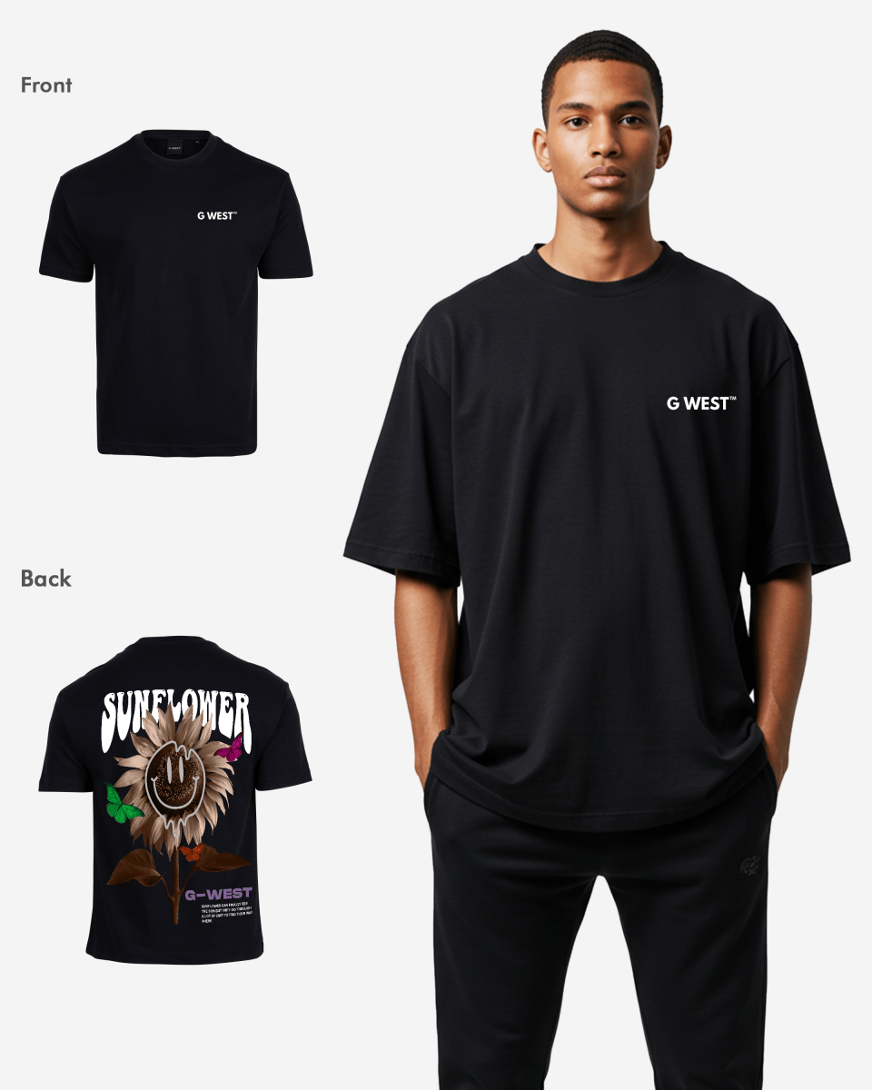 G West Mens Oversized Sunflower Life Style T Shirt