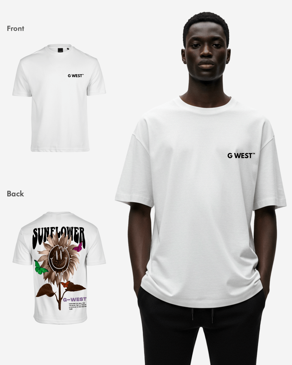 G West Mens Oversized Sunflower Life Style T Shirt
