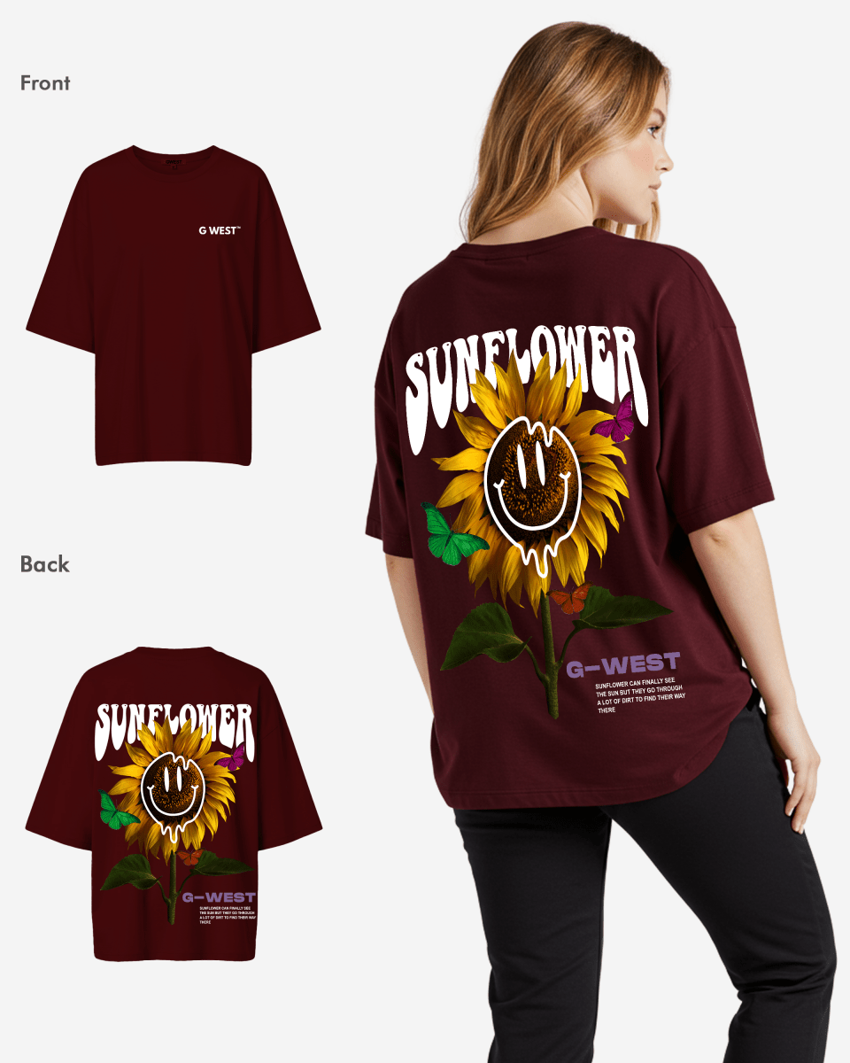 G West Womens Oversized Sunflower Tee