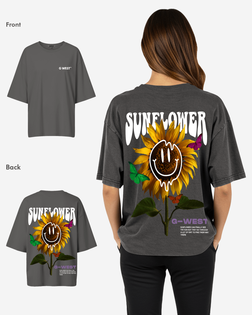 G West Womens Oversized Sunflower Tee