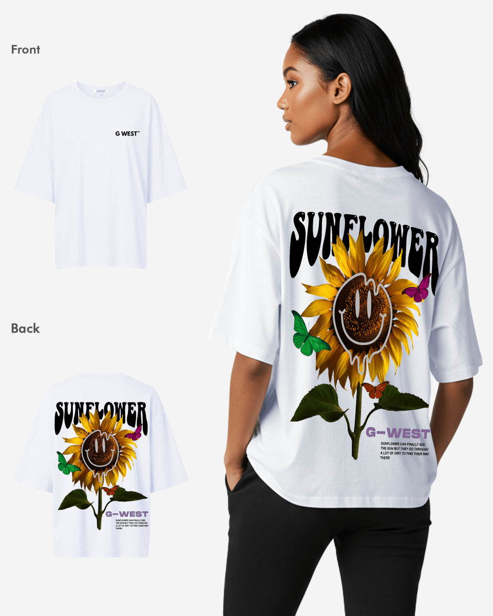 G West Womens Oversized Sunflower Tee