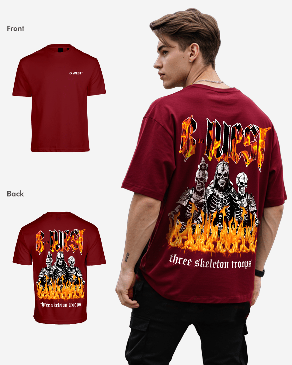 G West Oversized Tri Skeleton T-Shirt Mens