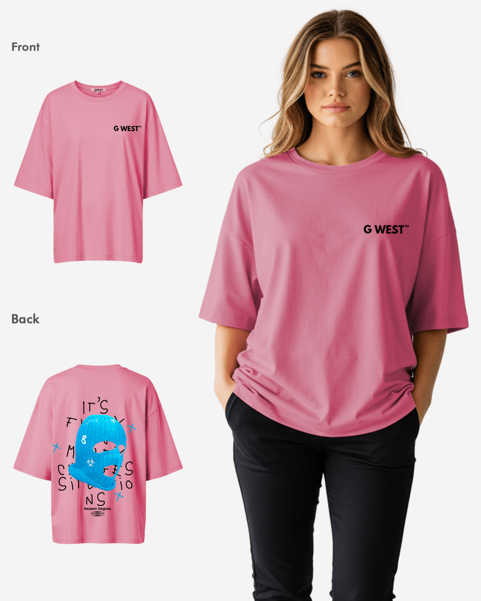 G West Womens Oversized True Blue Ski Mask Oversized Tee