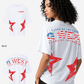 G West Womens Oversized Usa Flag Arch Logo Tee