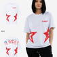 G West Womens Oversized Usa Flag Arch Logo Tee