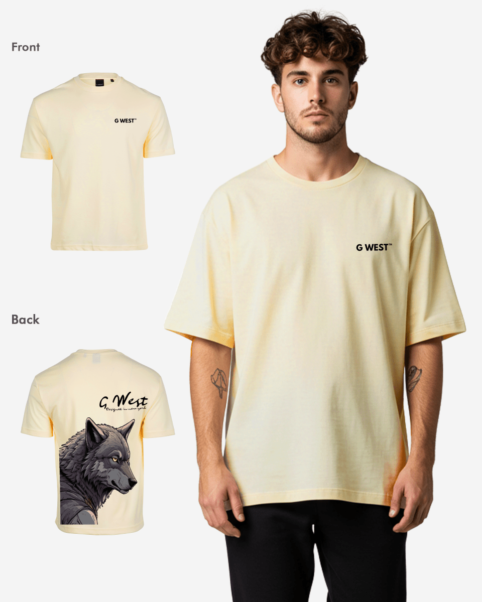 G West Mens Oversized Wolf T Shirt