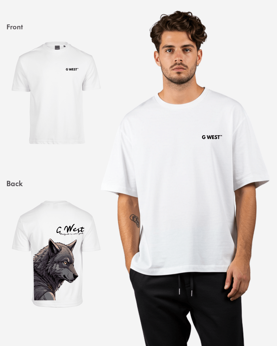 G West Mens Oversized Wolf T Shirt