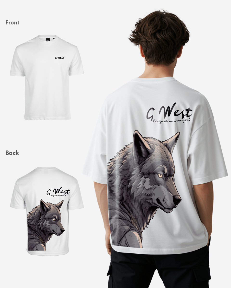 G West Mens Oversized Wolf T Shirt
