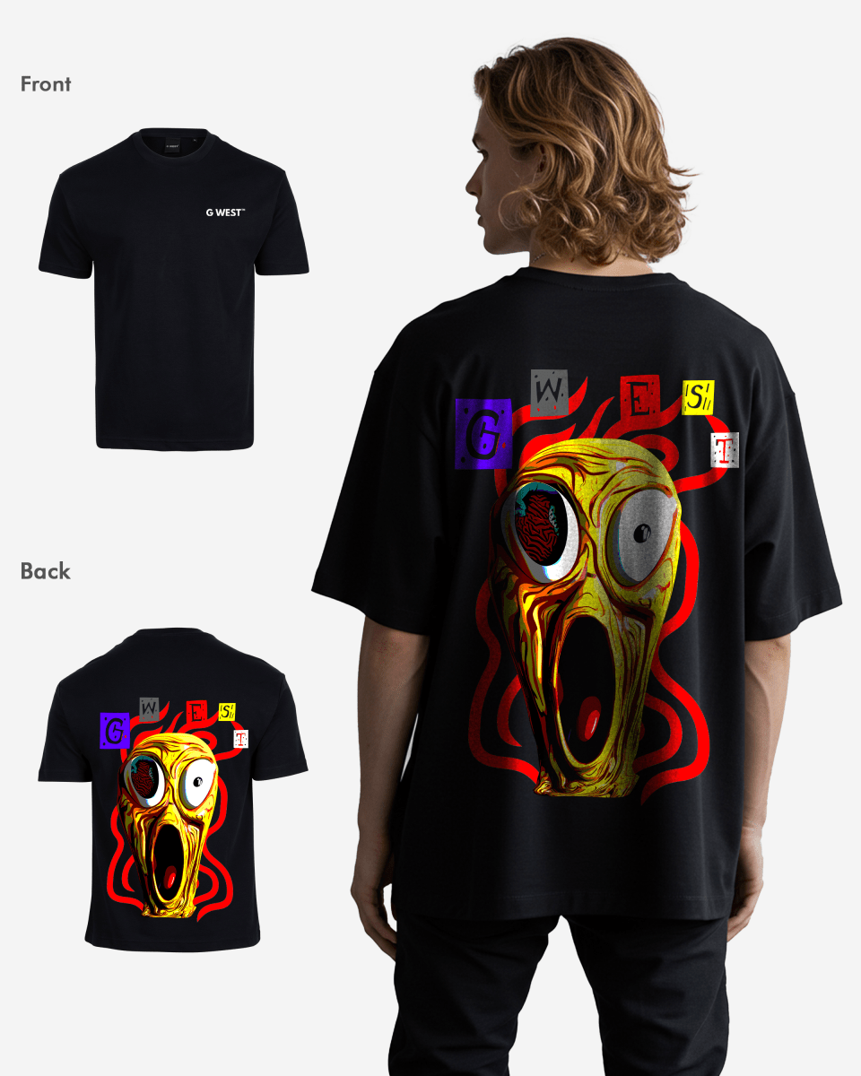 G West Mens Oversized Yellow Face Life Style Tee