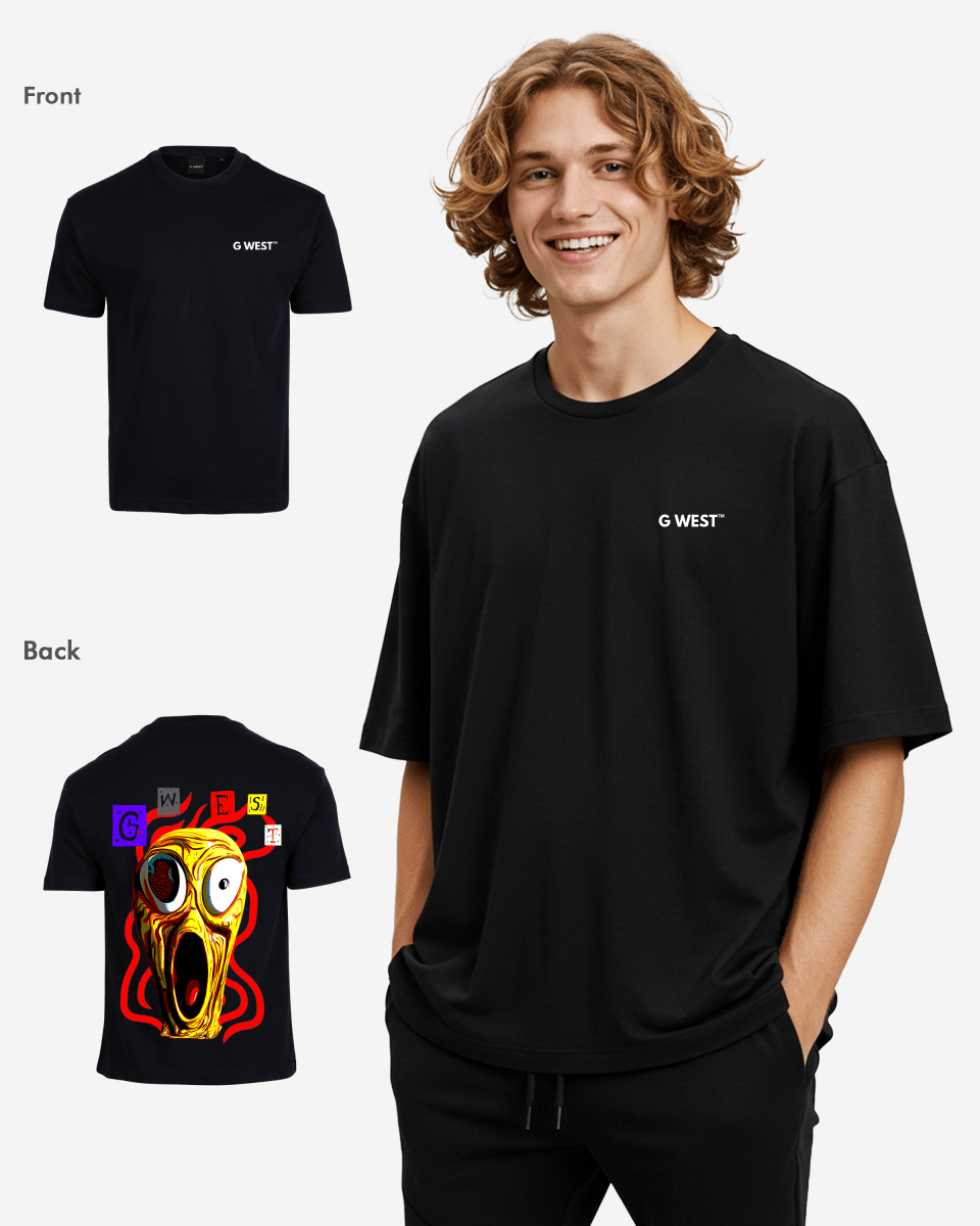 G West Mens Oversized Yellow Face Life Style Tee
