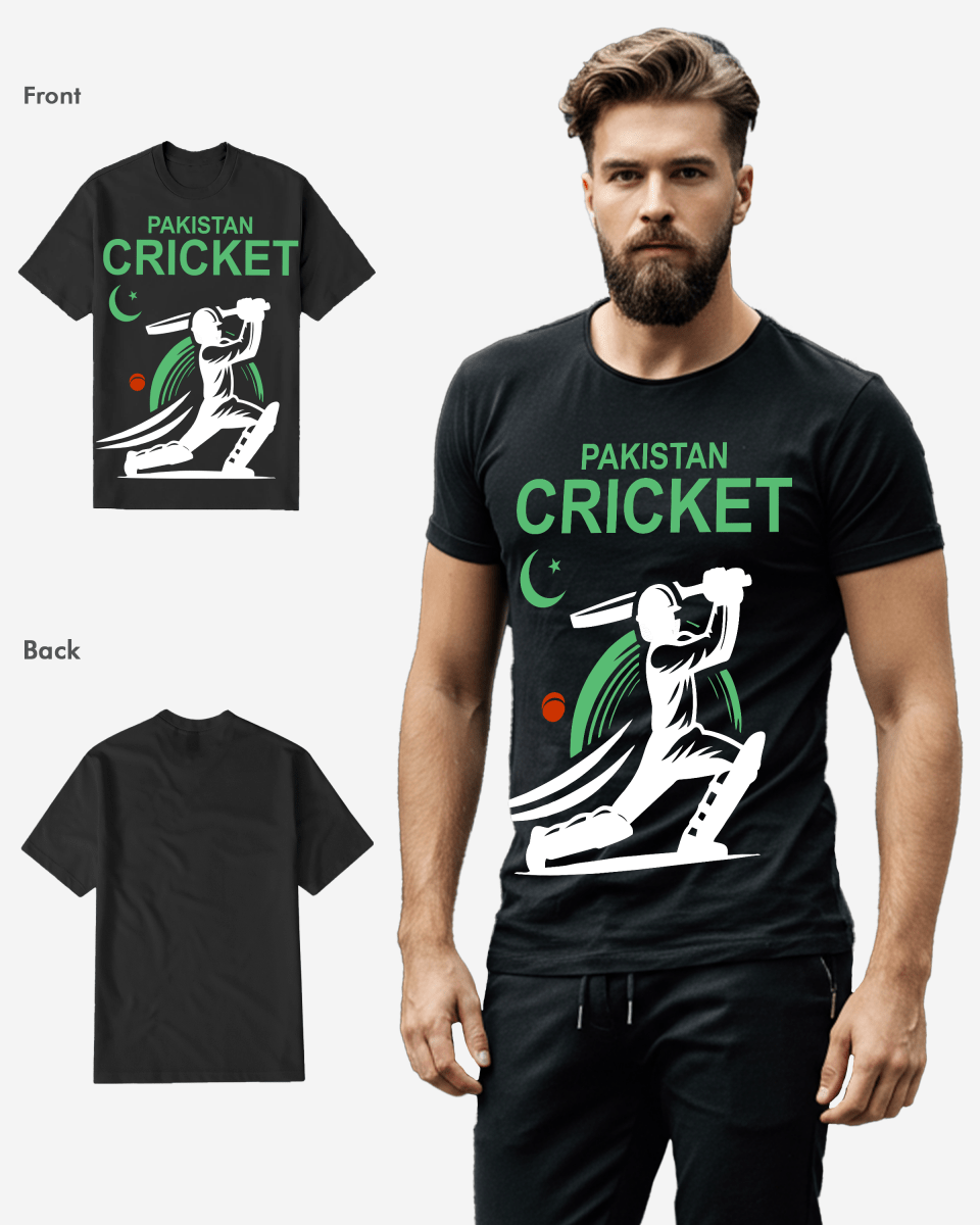 G West Pakistan Cricket Black T-Shirt Mens