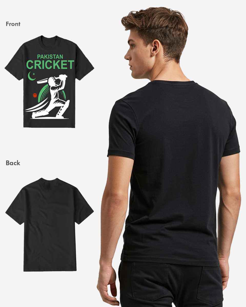 G West Pakistan Cricket Black T-Shirt Mens