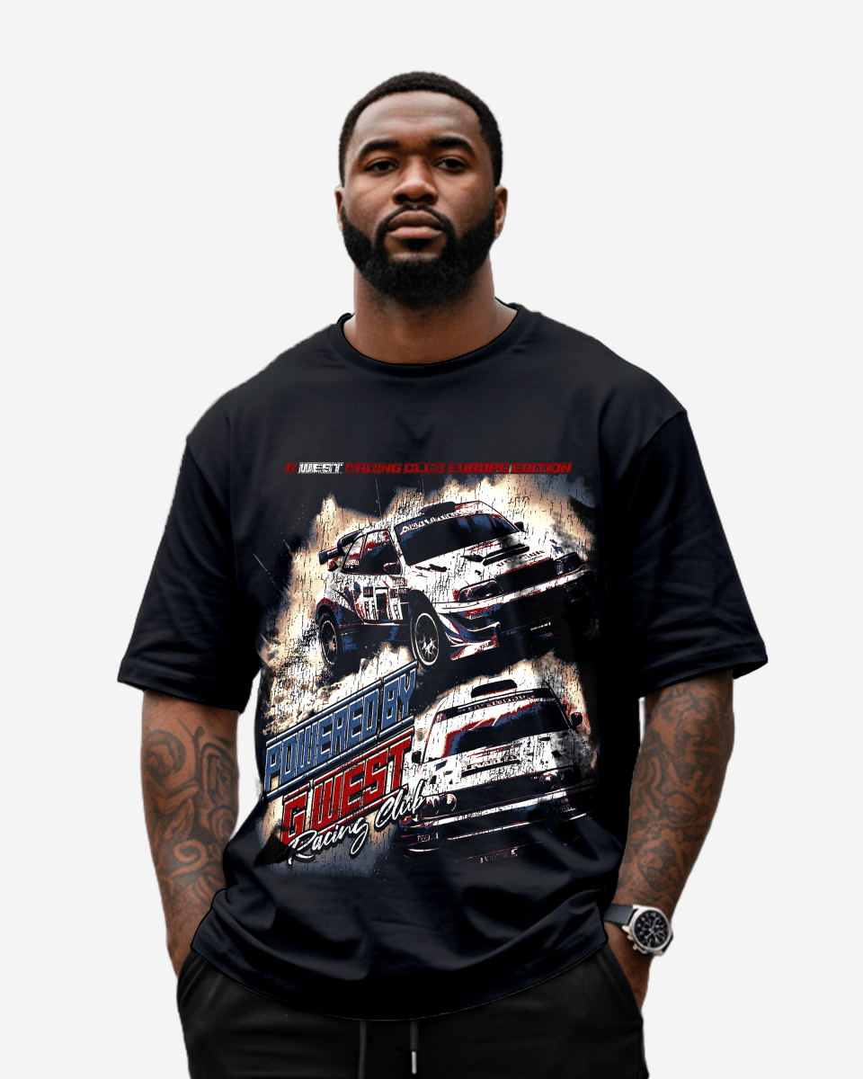 G West Racing Club Double Hit Black T-Shirt Big and Tall Mens
