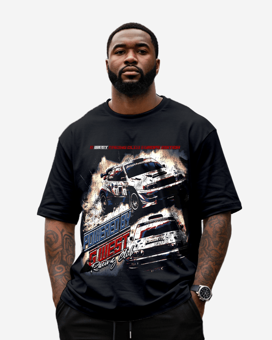 G West Racing Club Double Hit Black T-Shirt Big and Tall Mens