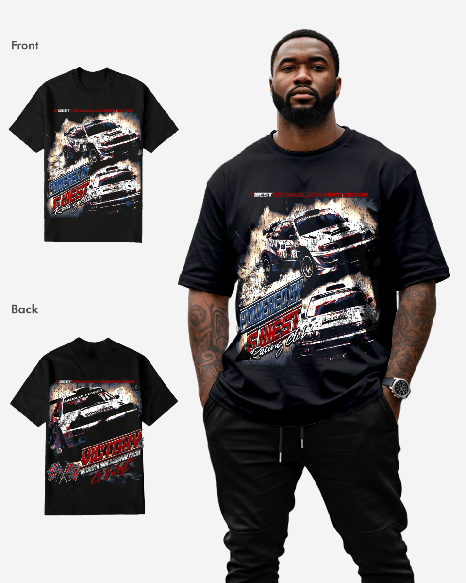 G West Racing Club Double Hit Black T-Shirt Big and Tall Mens