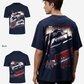 G West Mens Racing Club Double Hit Premium Oversized Tee Front And Back Print