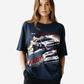 G West WomensRacing Club Double Hit Premium Oversized Tee