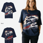 G West WomensRacing Club Double Hit Premium Oversized Tee