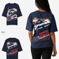 G West WomensRacing Club Double Hit Premium Oversized Tee