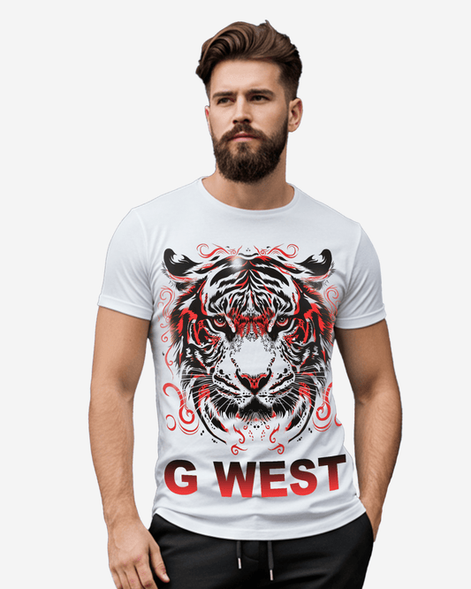 Camiseta G West Roja Tigre para Hombre