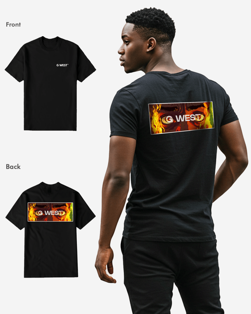 G West Mens Regular Fit Flame Box Logo T Shirt