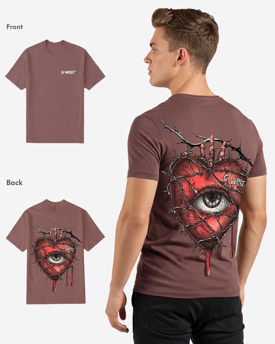 G West Mens Regular Fit Wire Heart T Shirt