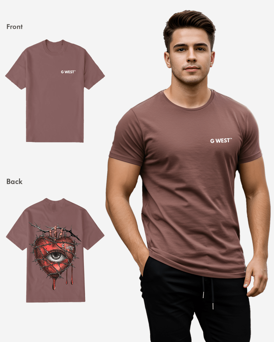 G West Mens Regular Fit Wire Heart T Shirt