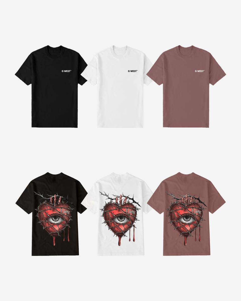 G West Mens Regular Fit Wire Heart T Shirt