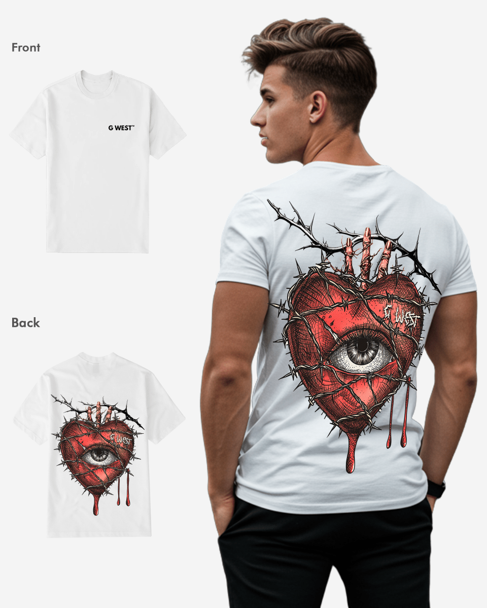 G West Mens Regular Fit Wire Heart T Shirt