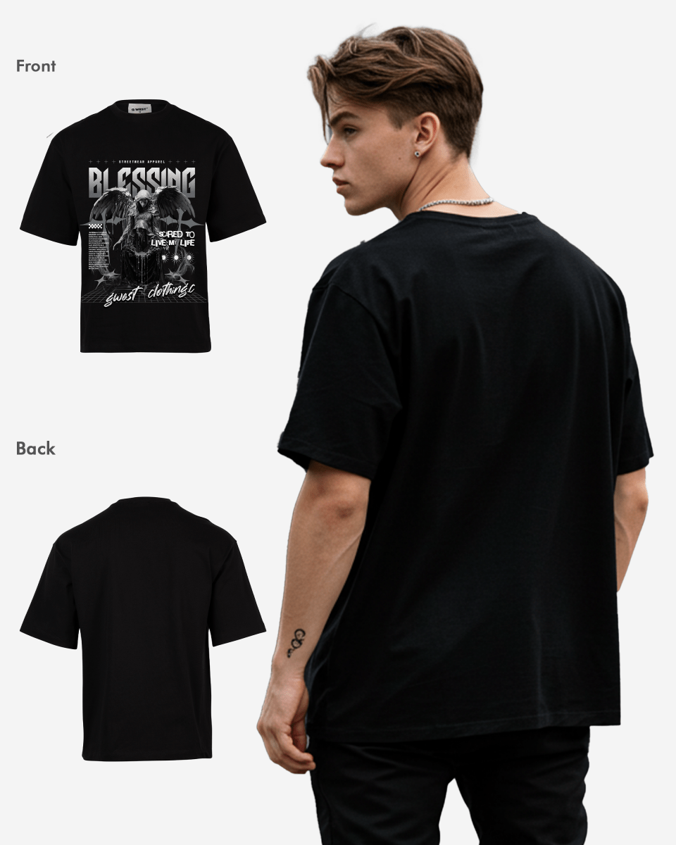 G West Rhinestone Blessing Oversized T-Shirt Mens