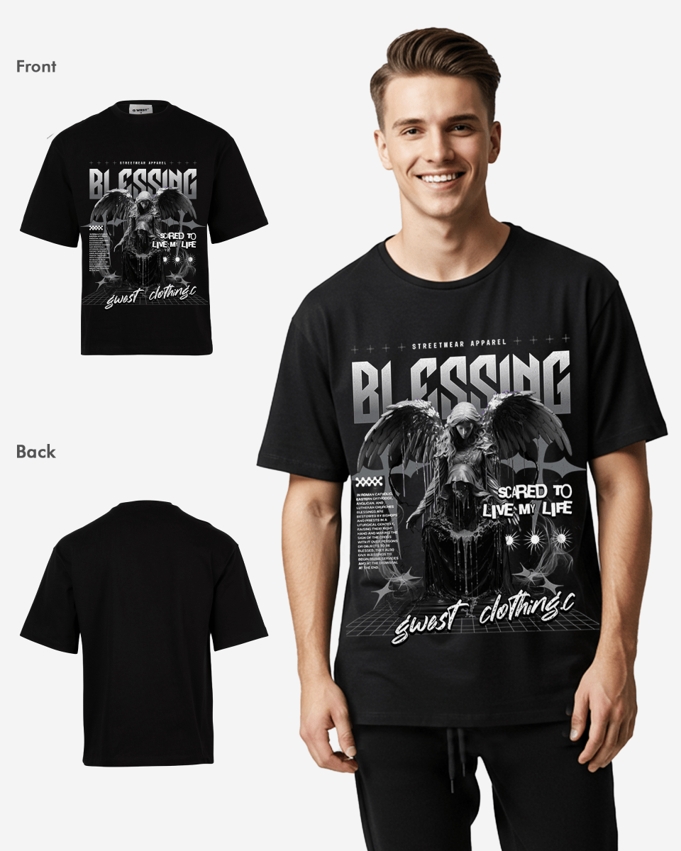 G West Rhinestone Blessing Oversized T-Shirt Mens