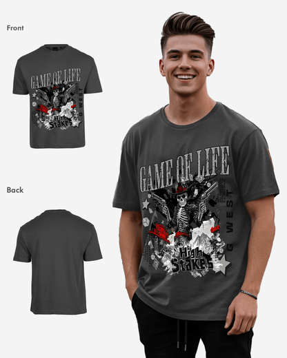 G West Rhinestone Game Of Life Oversized T-Shirt Mens