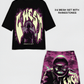 G WEST RHINESTONE MAN IN GLOW 3/4 SLEEVES MESH SHORT SET