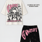 G WEST RHINSTONE MY GIRL 3/4 SLEEVES MESH SHORT SET