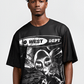 G WEST RHINSTONE NOT MY EARTH 3/4 SLEEVES MESH SHORT SET