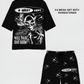 G WEST RHINSTONE NOT MY EARTH 3/4 SLEEVES MESH SHORT SET