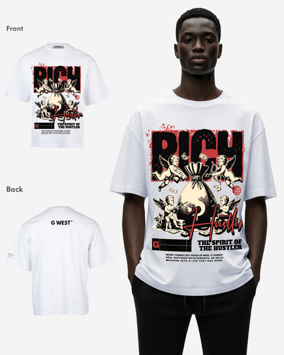 G WEST RICH HUSTLER OVERSIZEED T-Shirt Mens
