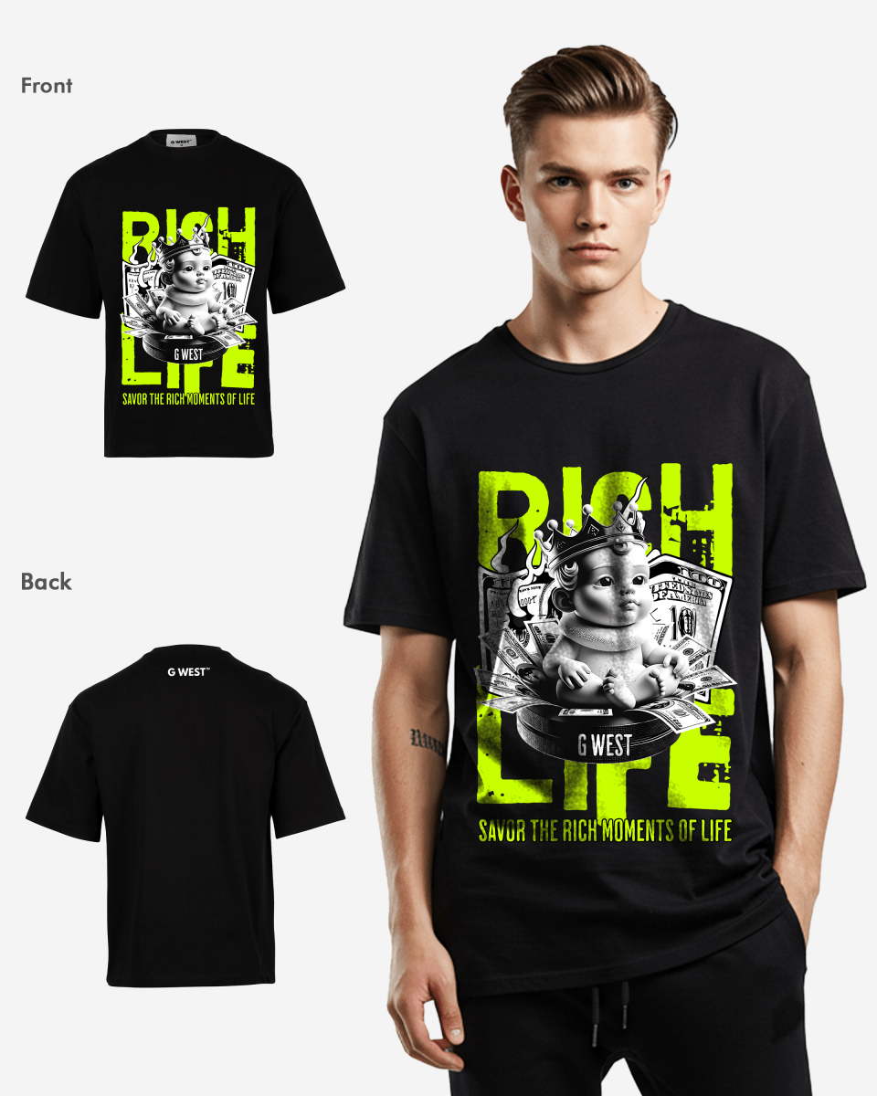 G WEST RICH LIFE OVERSIZED T-Shirt Mens