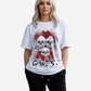 G West Womens Roses And Bones Oversized Tee