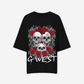 G West Womens Roses And Bones Oversized Tee