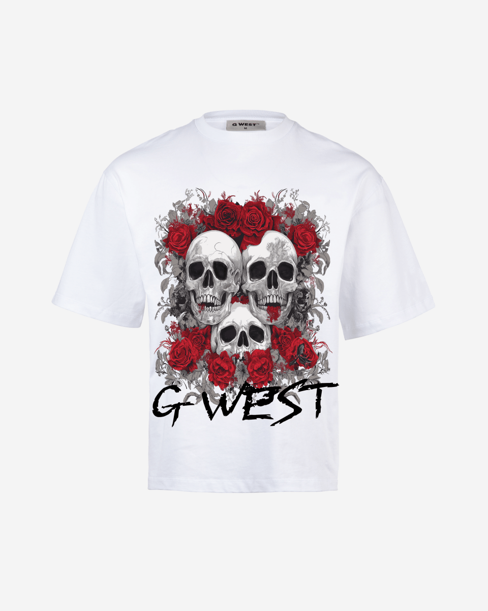 G West Roses And Bones Oversized T-Shirt Mens