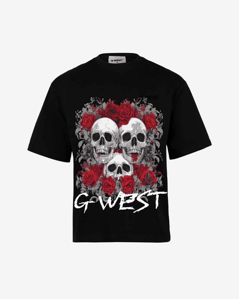 G West Roses And Bones Oversized T-Shirt Mens