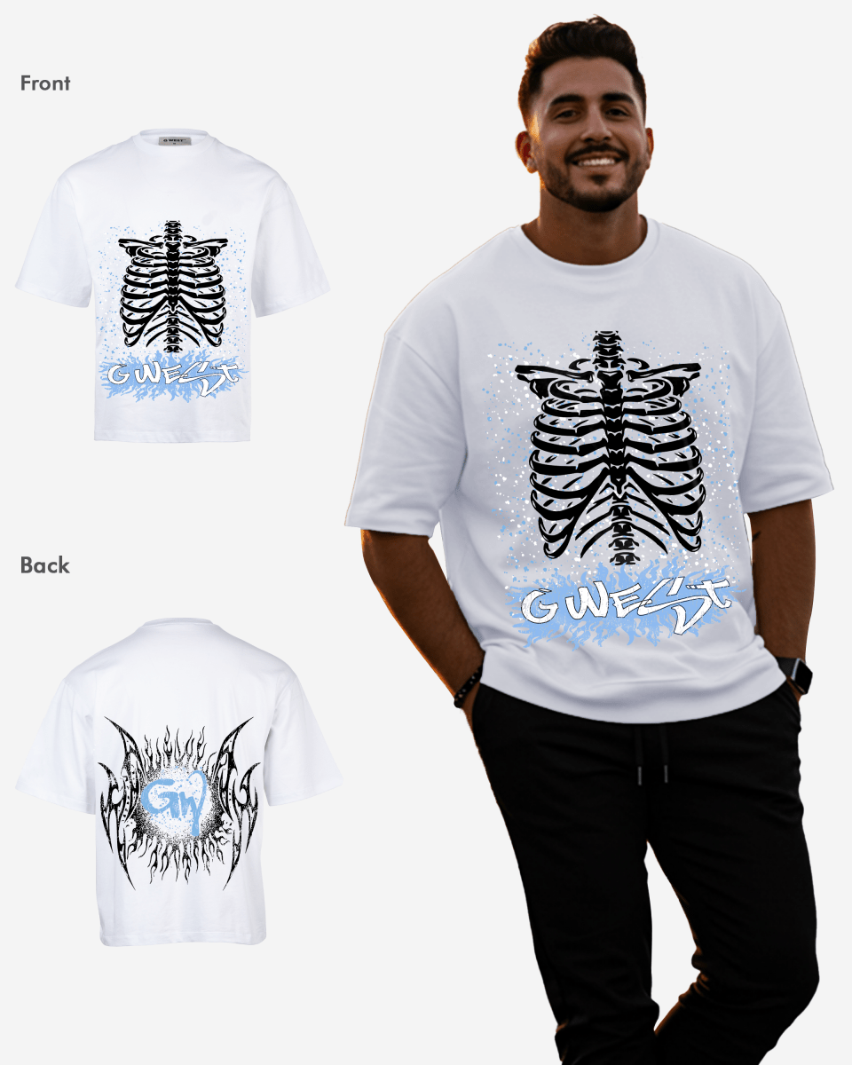 G West Rhinestone Skeleton Body Oversized T-Shirt Mens