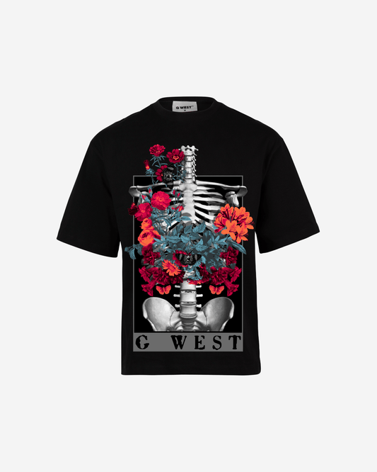 G WEST skeleton in bloom OVERSIZED T-Shirt Mens