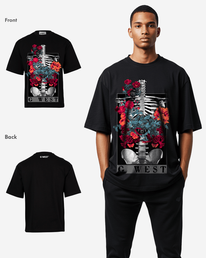 G WEST skeleton in bloom OVERSIZED T-Shirt Mens