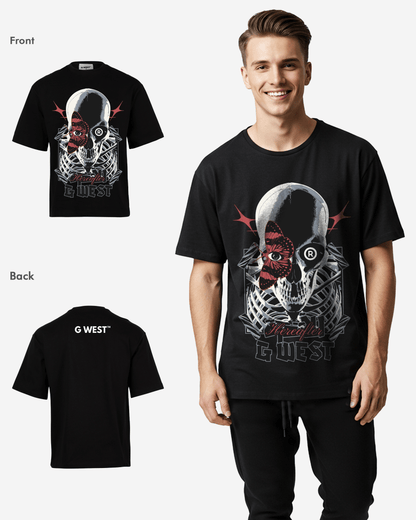 G WEST SKULL AND WINGED VISION OVERSIZED T-Shirt Mens